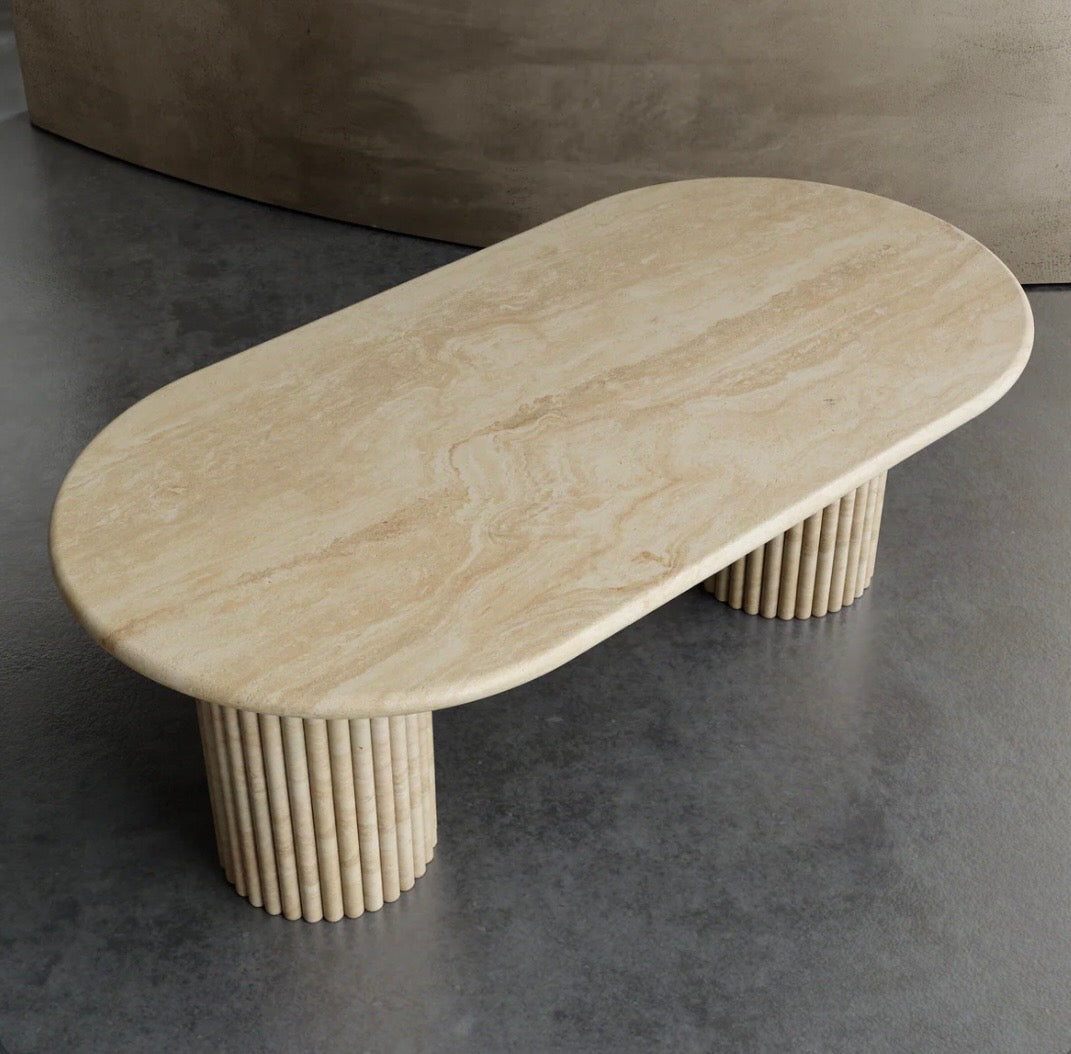 Travertine beiged dinning table