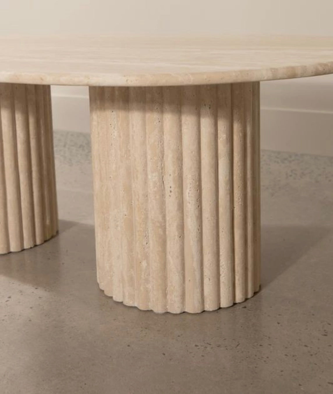 Travertine fluted coffee table