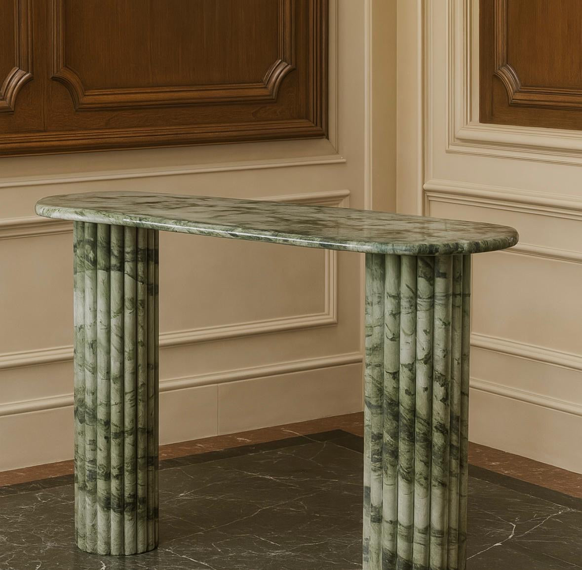 Verde marble console table