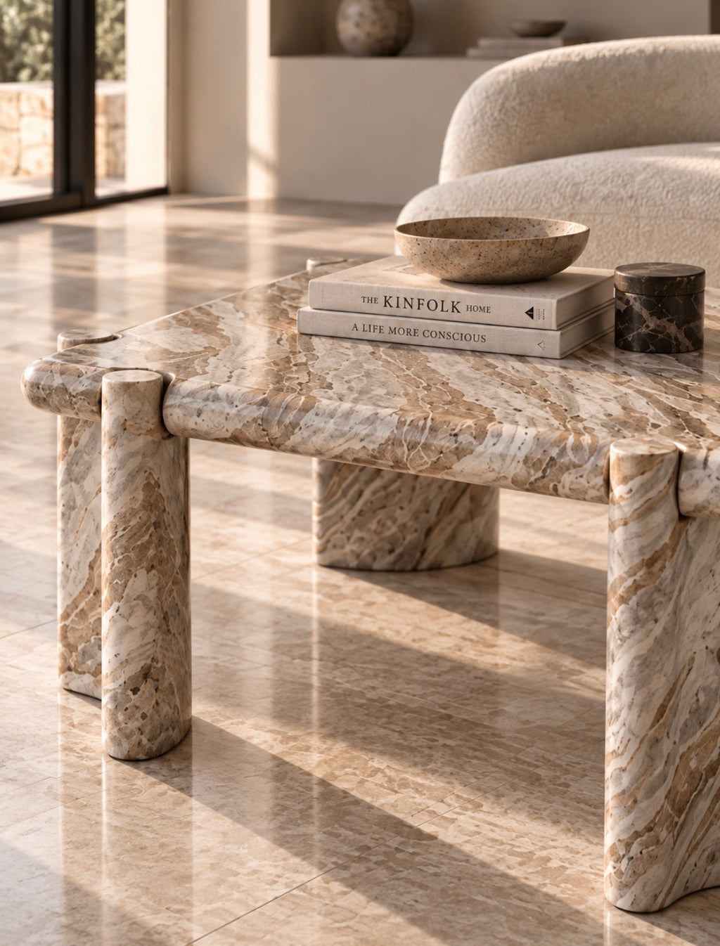 Ceiling marble coffee table