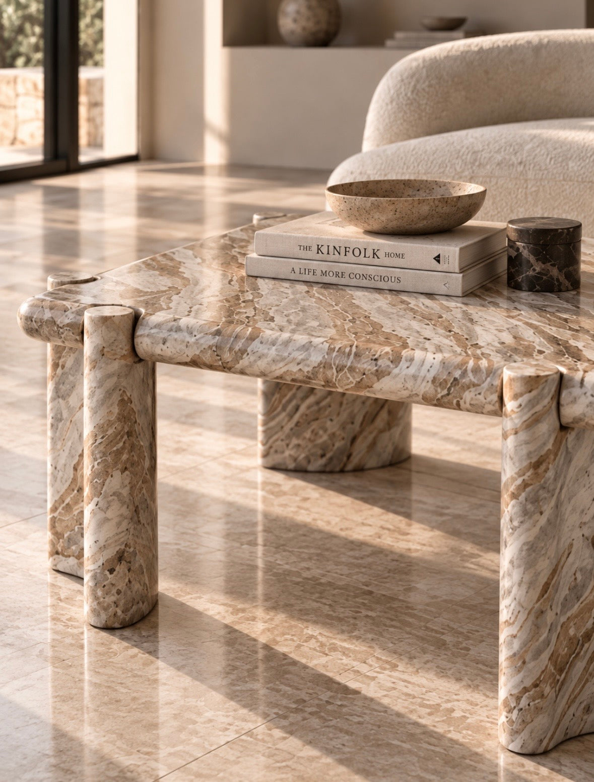 Ceiling marble coffee table