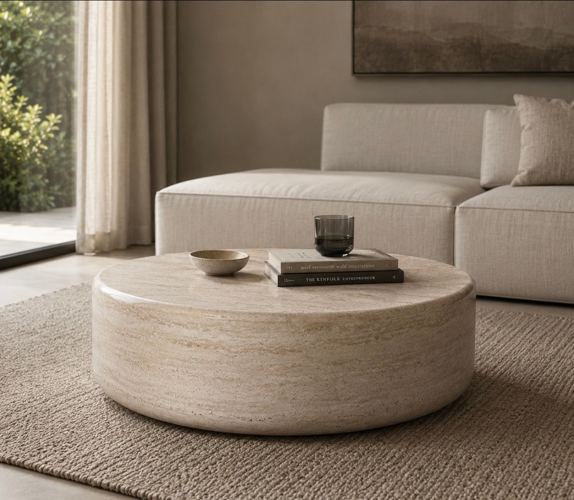 Travertine despete coffee table