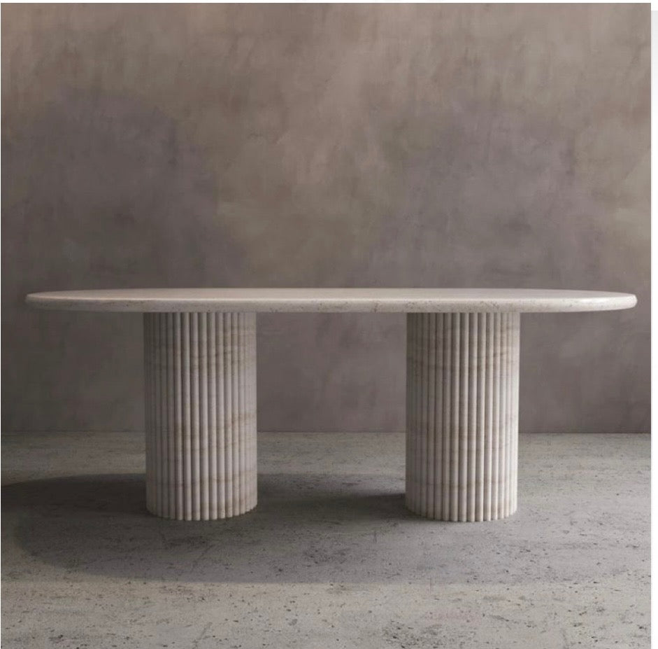 Travertine halo dinning table