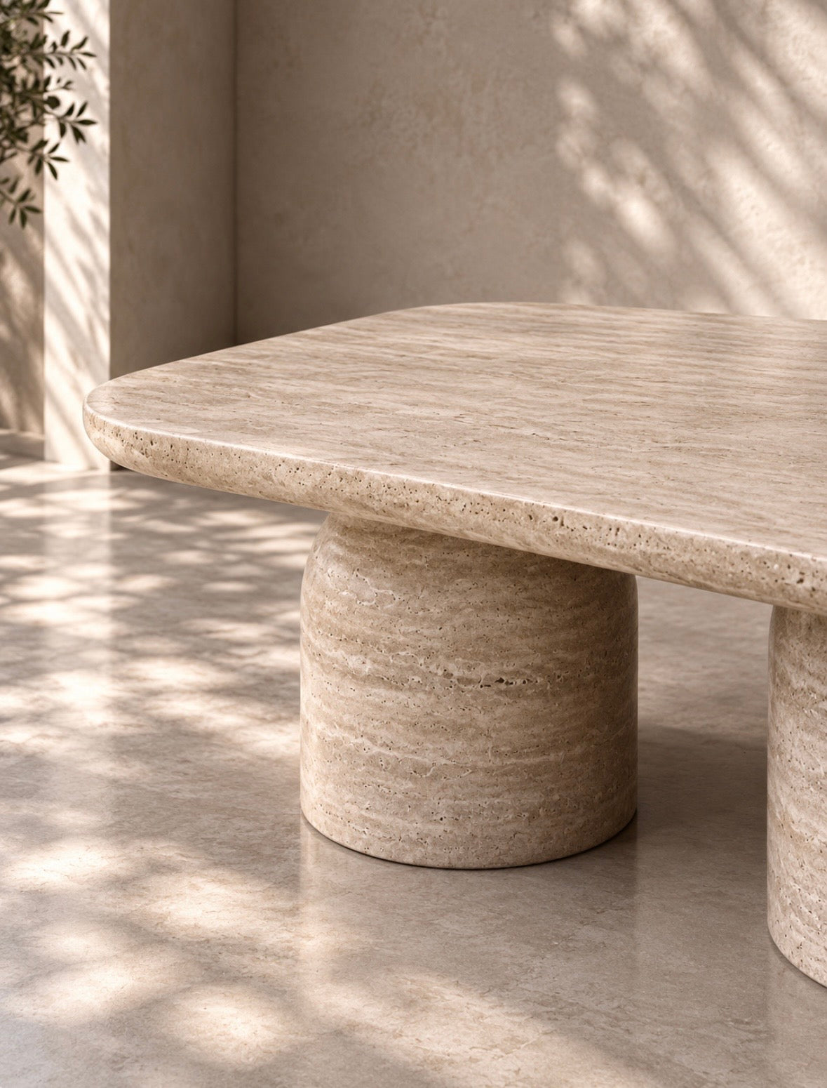Travertine riba coffee table