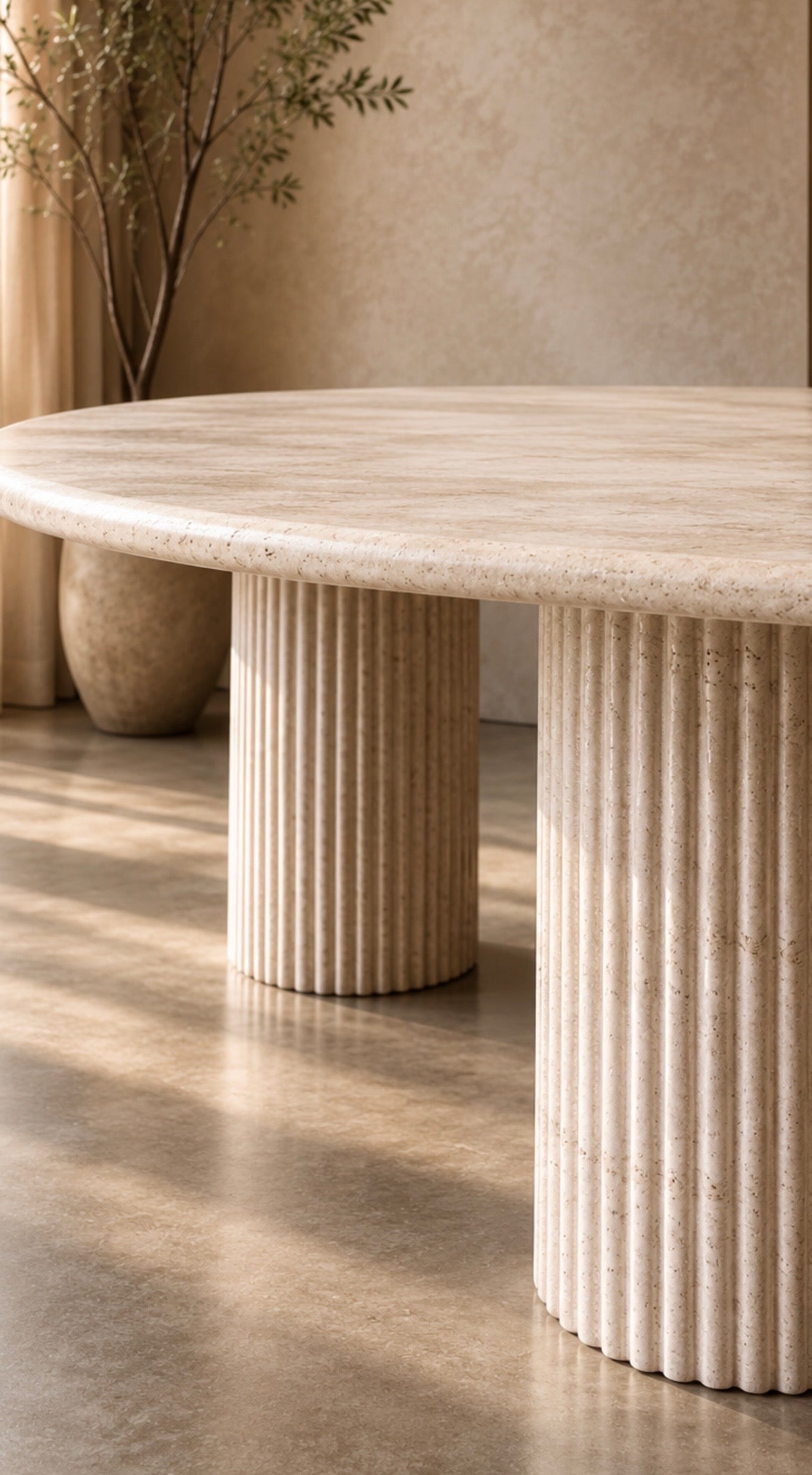 Travertine halo dinning table
