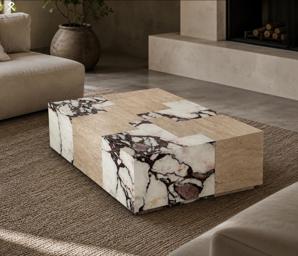Patch work stone coffee table