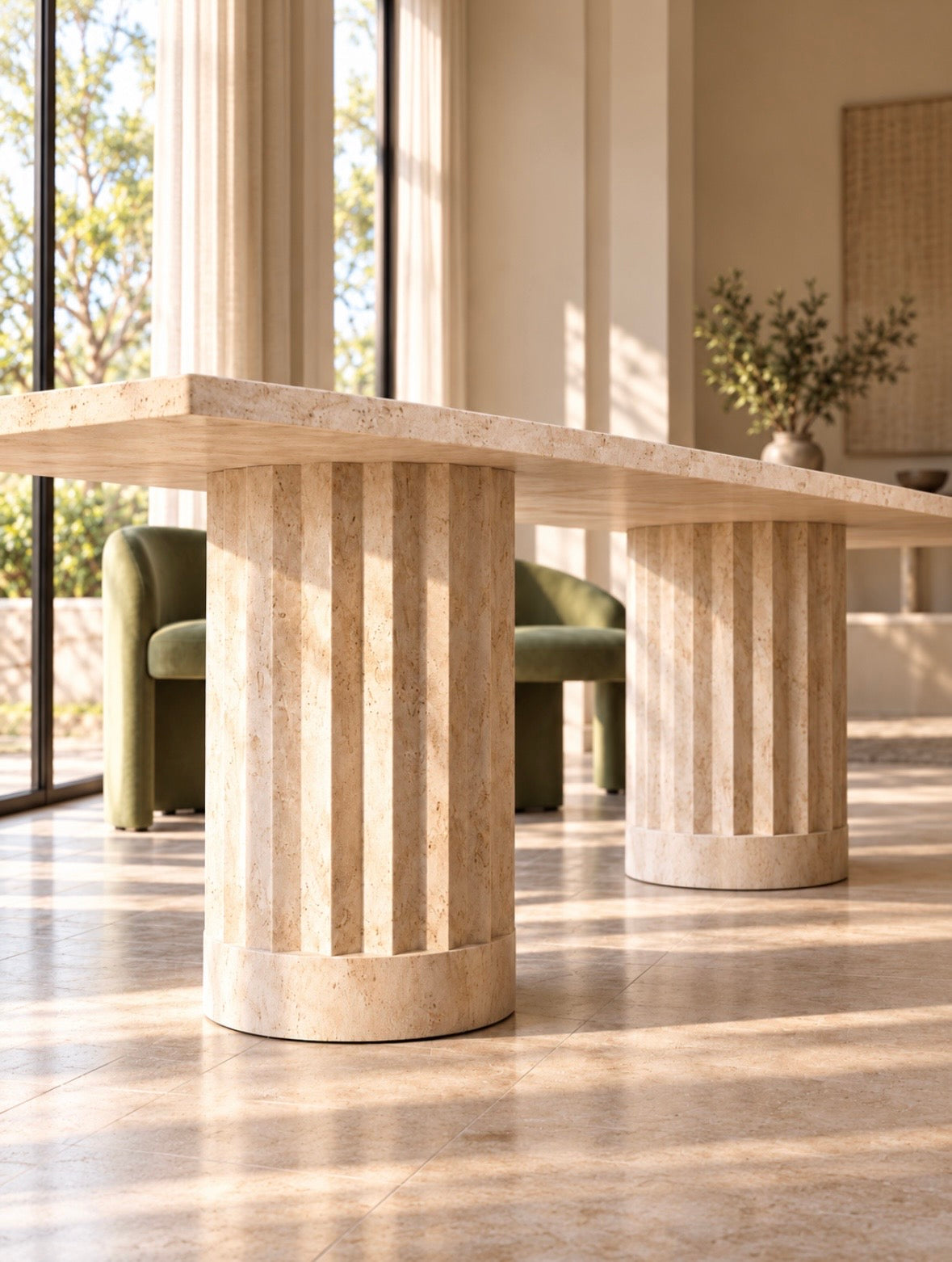 Natural stone travertine dinning table