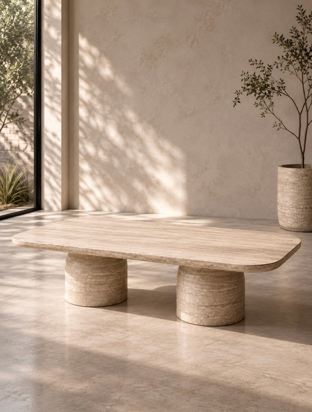 Travertine riba coffee table