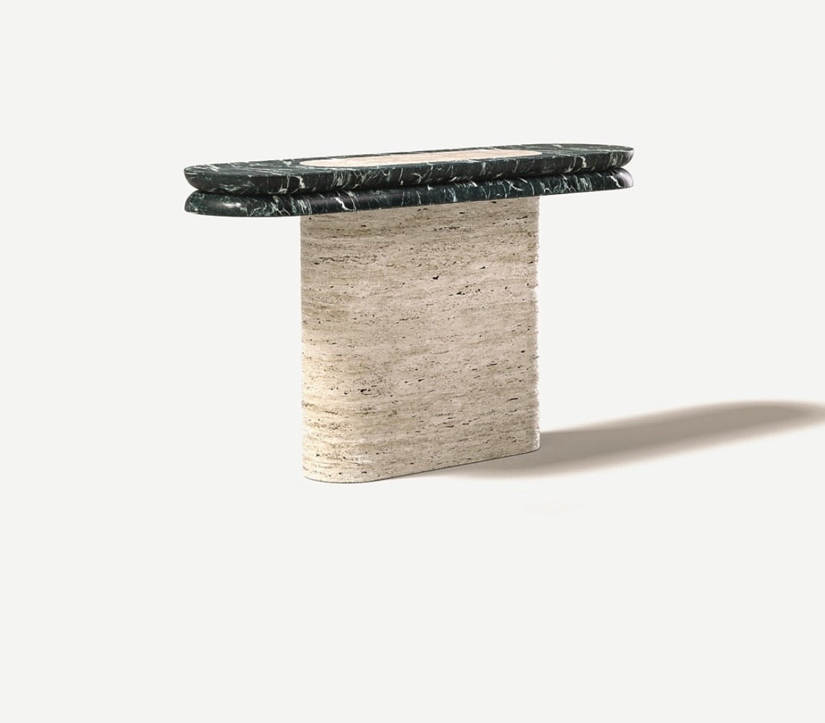 Yolanda travertine console table