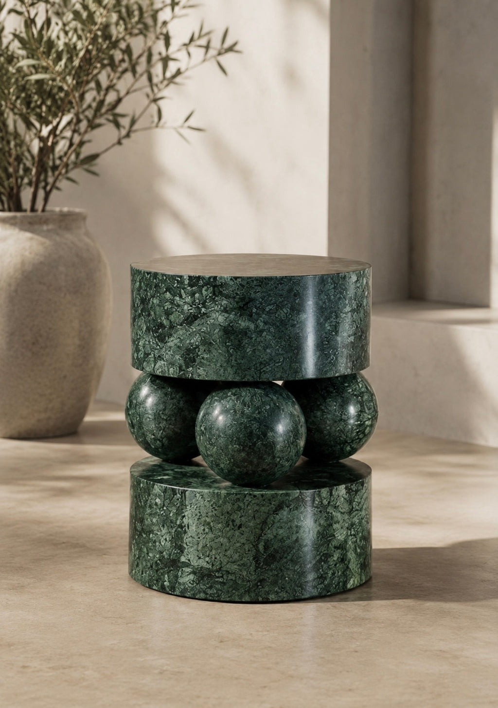 Green marble side table