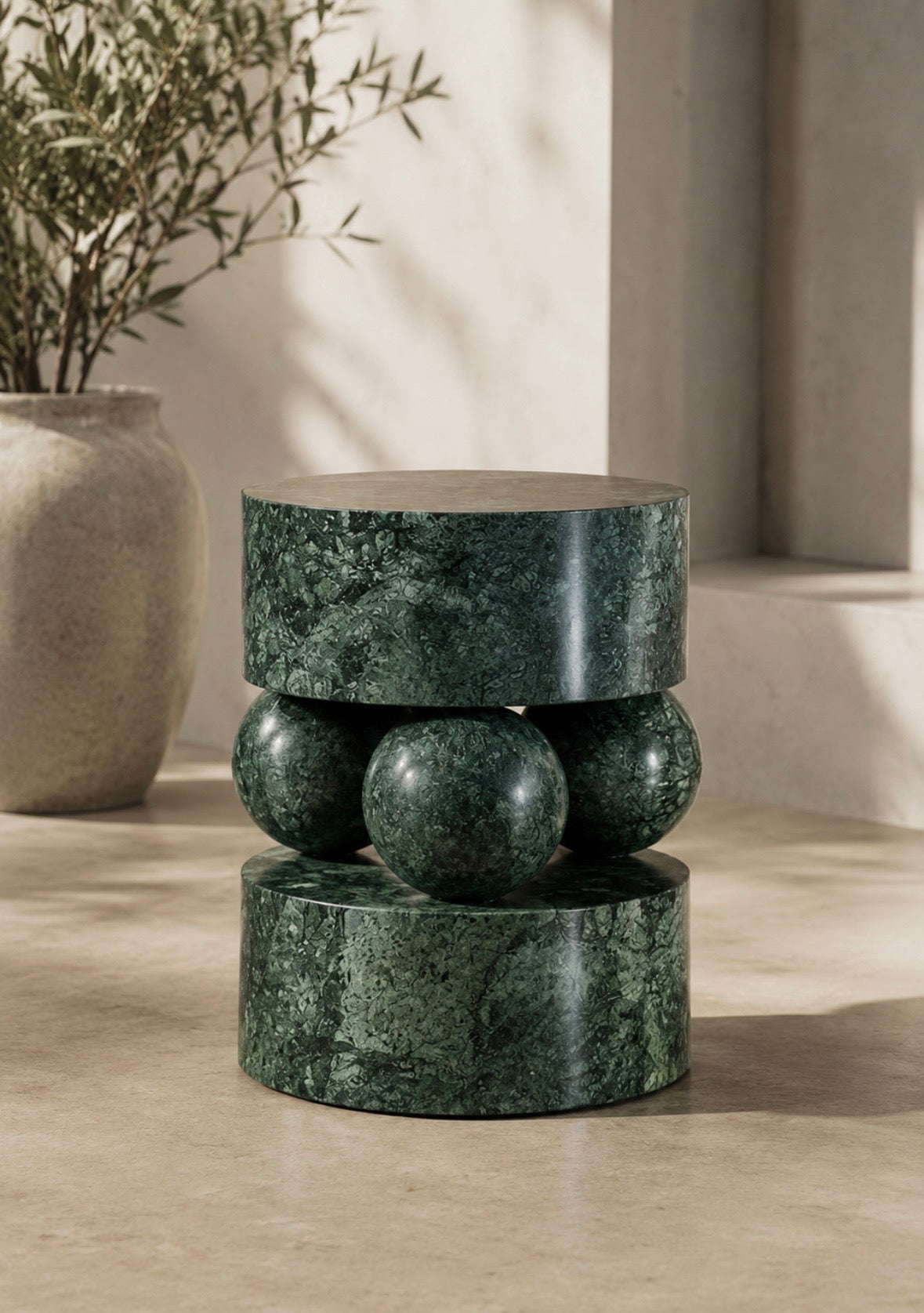 Green marble side table