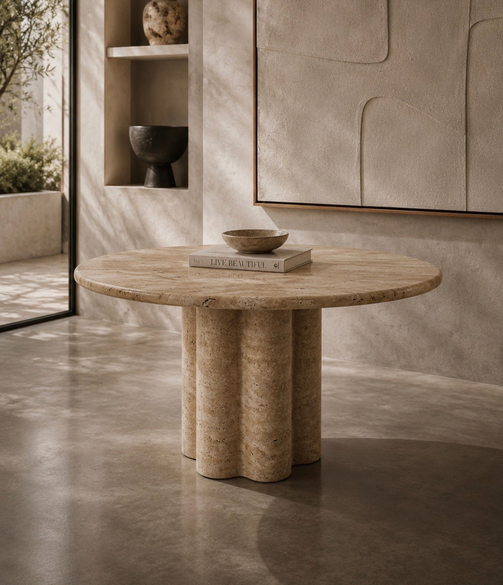 Oval travertine dinning table