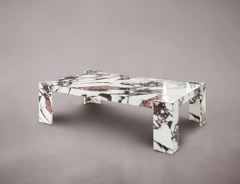 Purple viola marble coffee table