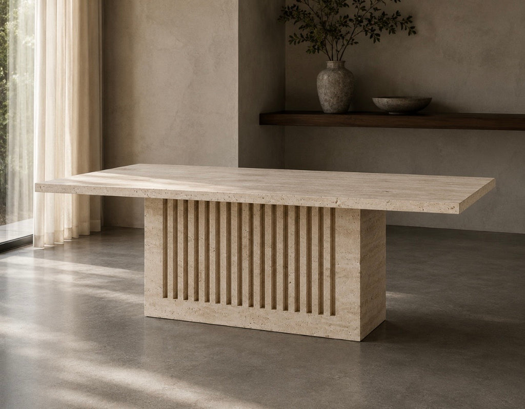 Travertine fluted dinning table