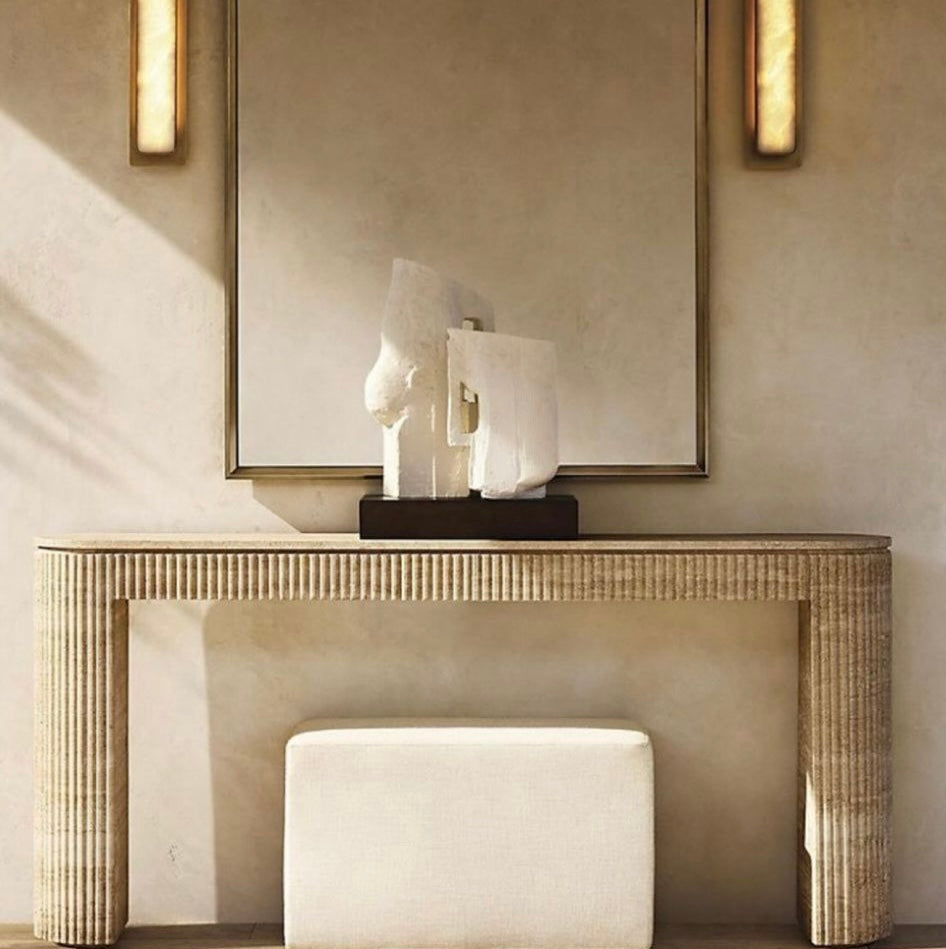 Travertine Ripple Console Table