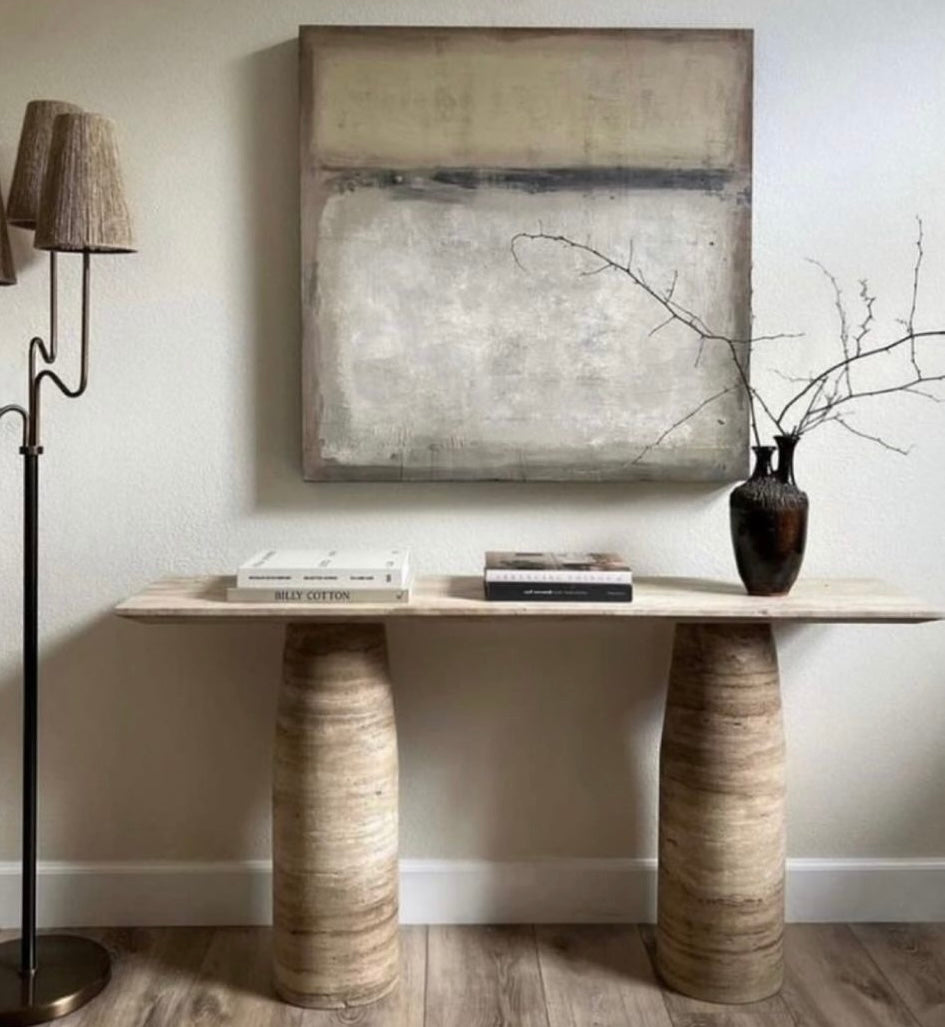 Silver Travertine Boot Console Table