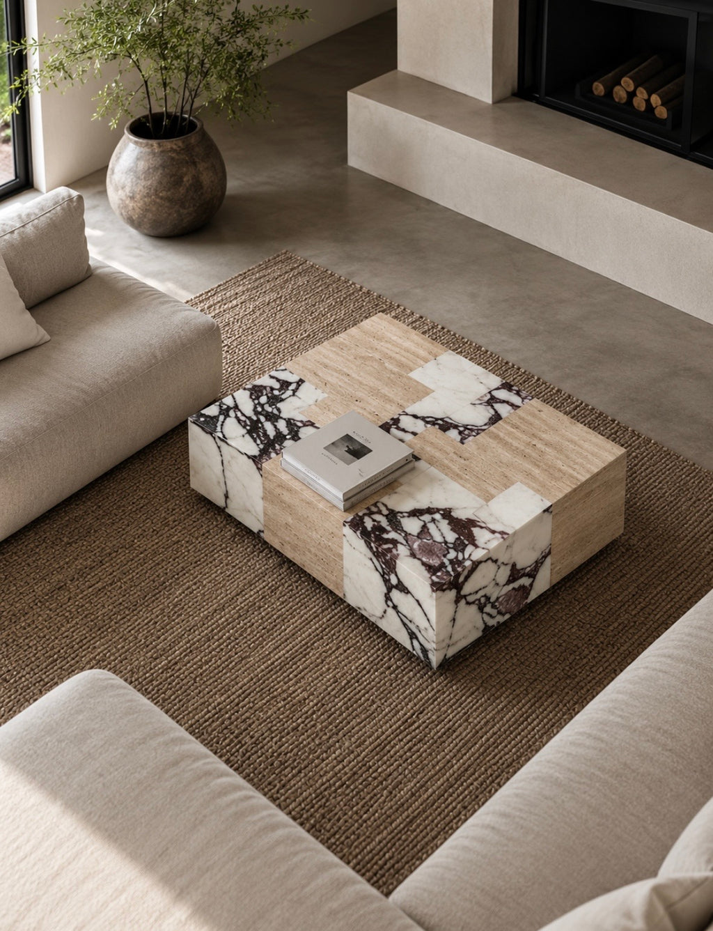 Patch work stone coffee table