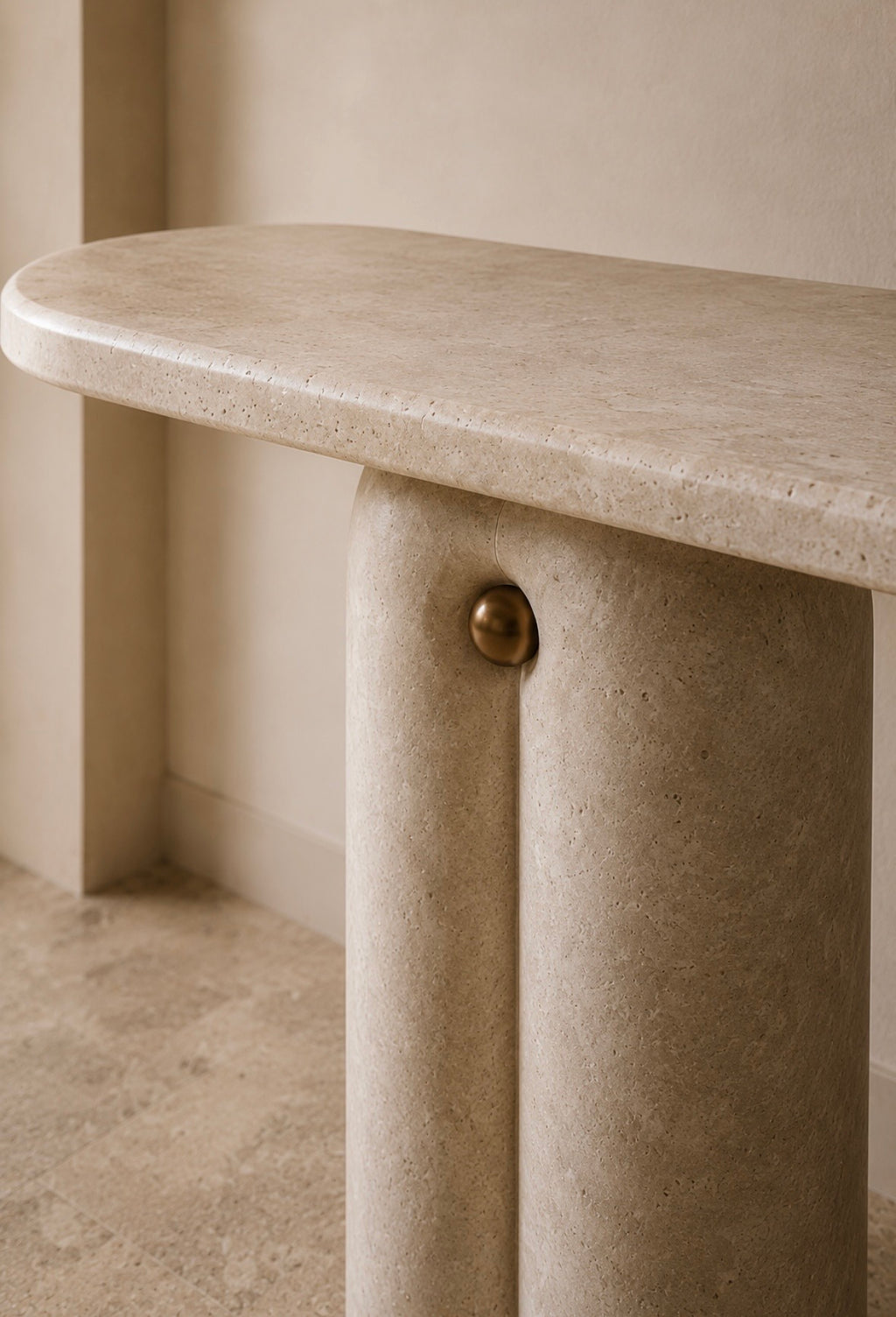 Whiten travertine console table