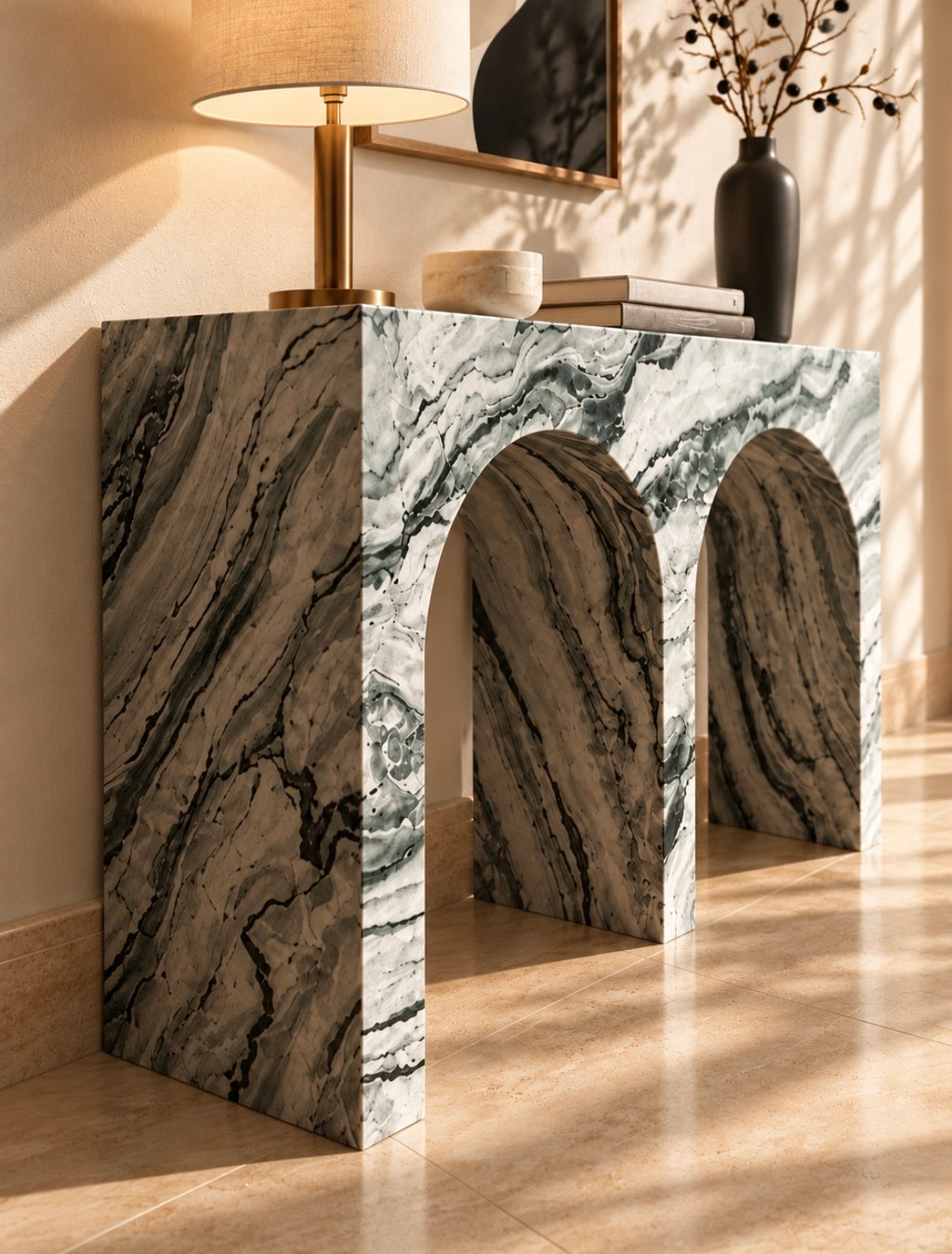 Verde stone arch console