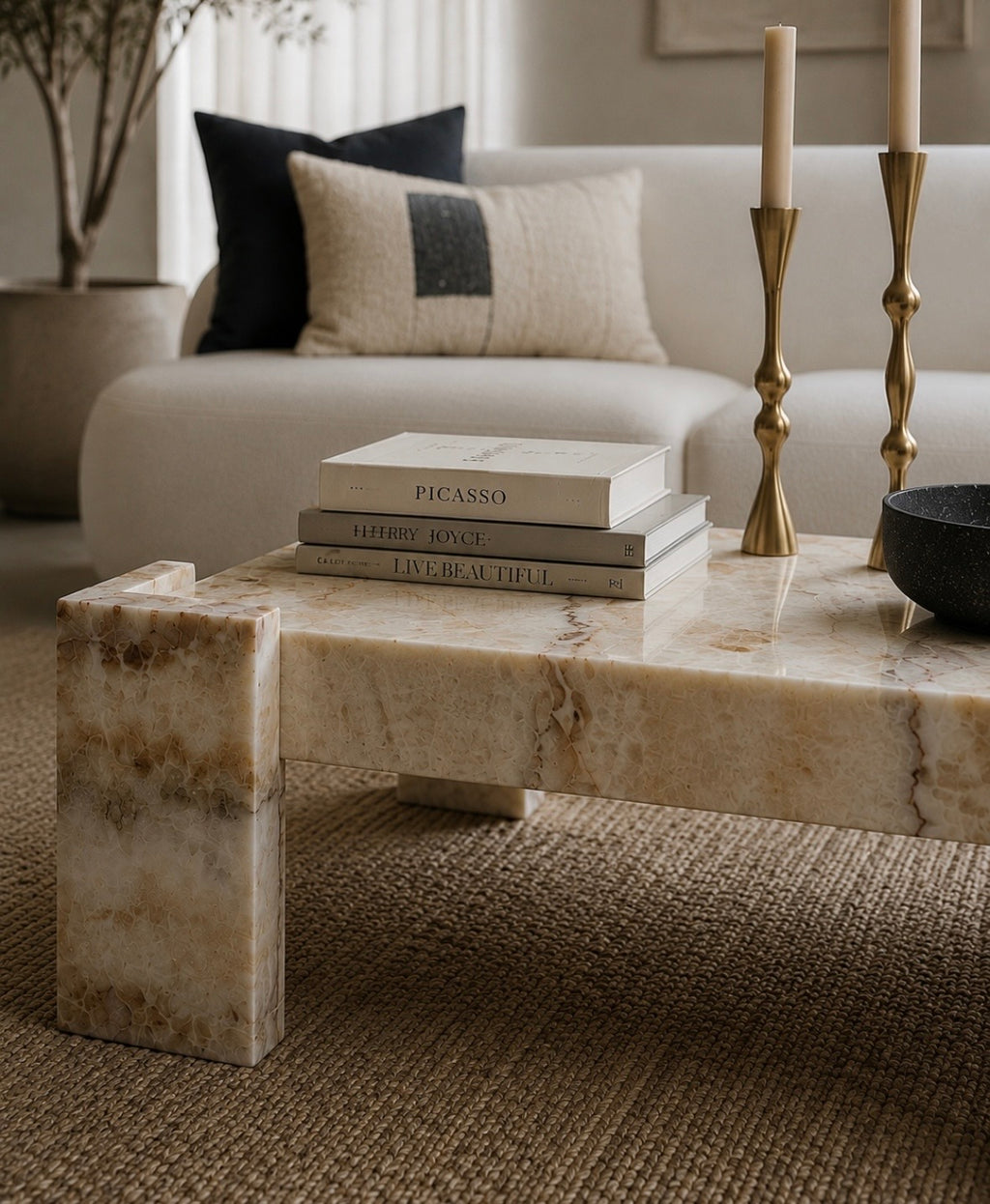 Onyx stone coffee table