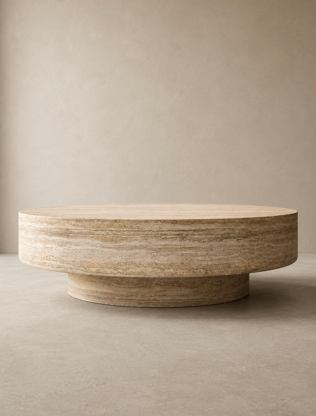 Travertine rounded coffee table