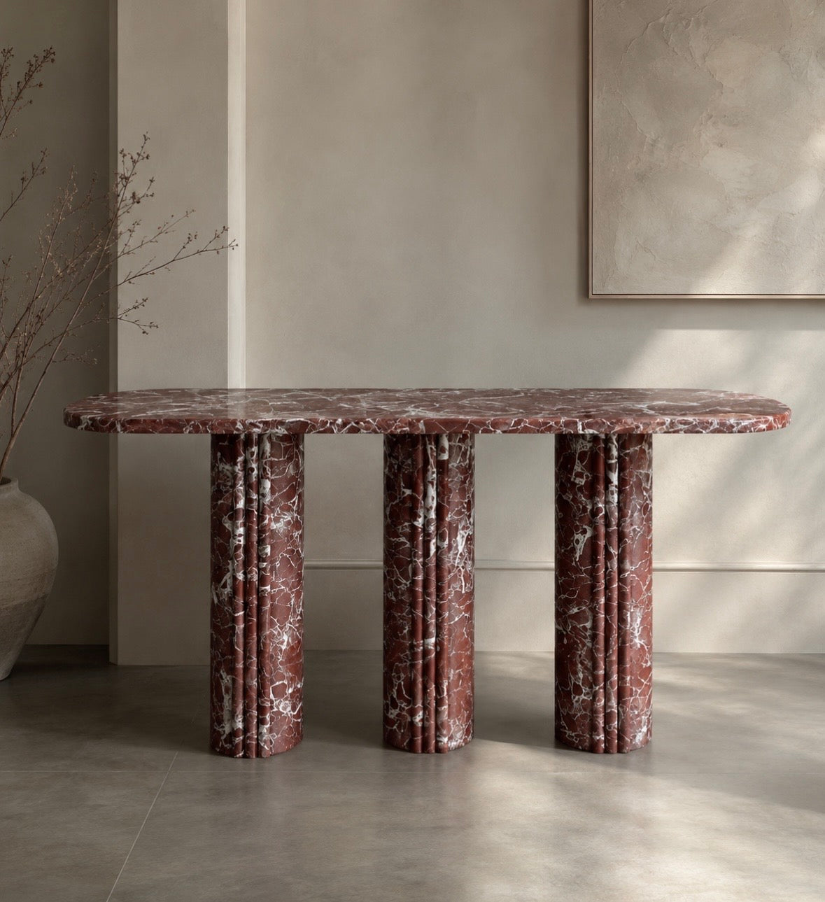 Rosso Levanto Marble Console Table