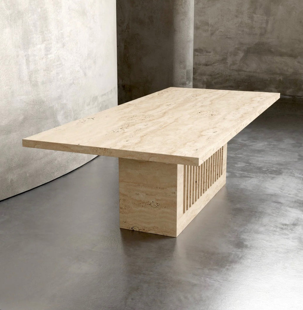 Travertine fluted dinning table