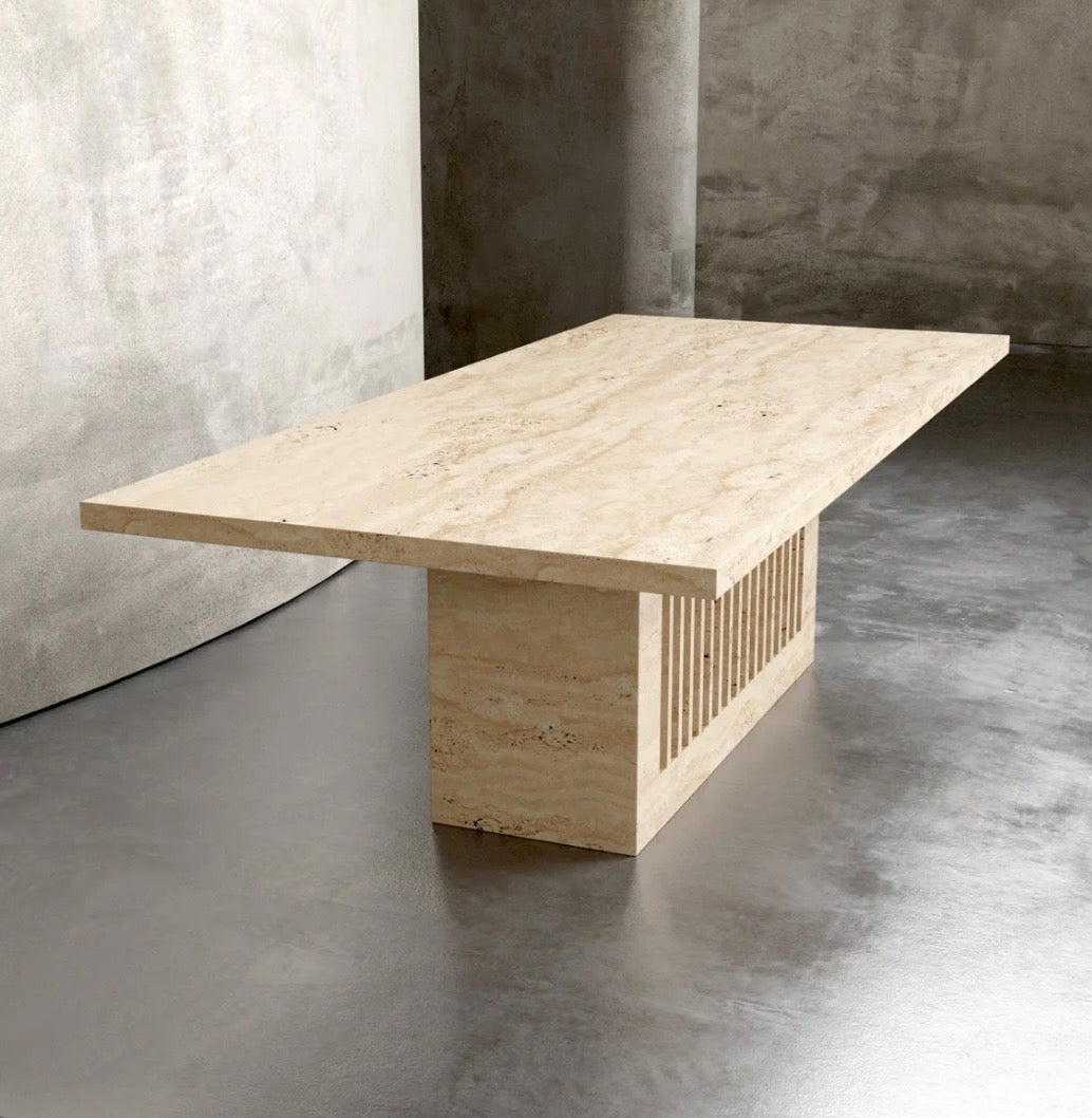 Travertine fluted dinning table