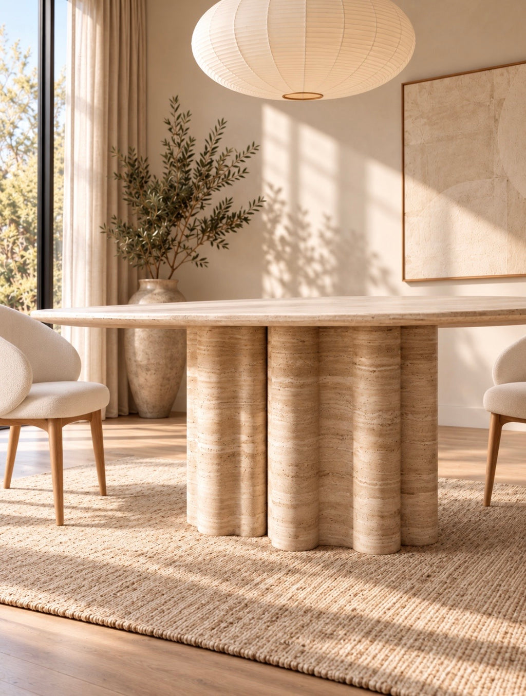 Wave travertine dinning table