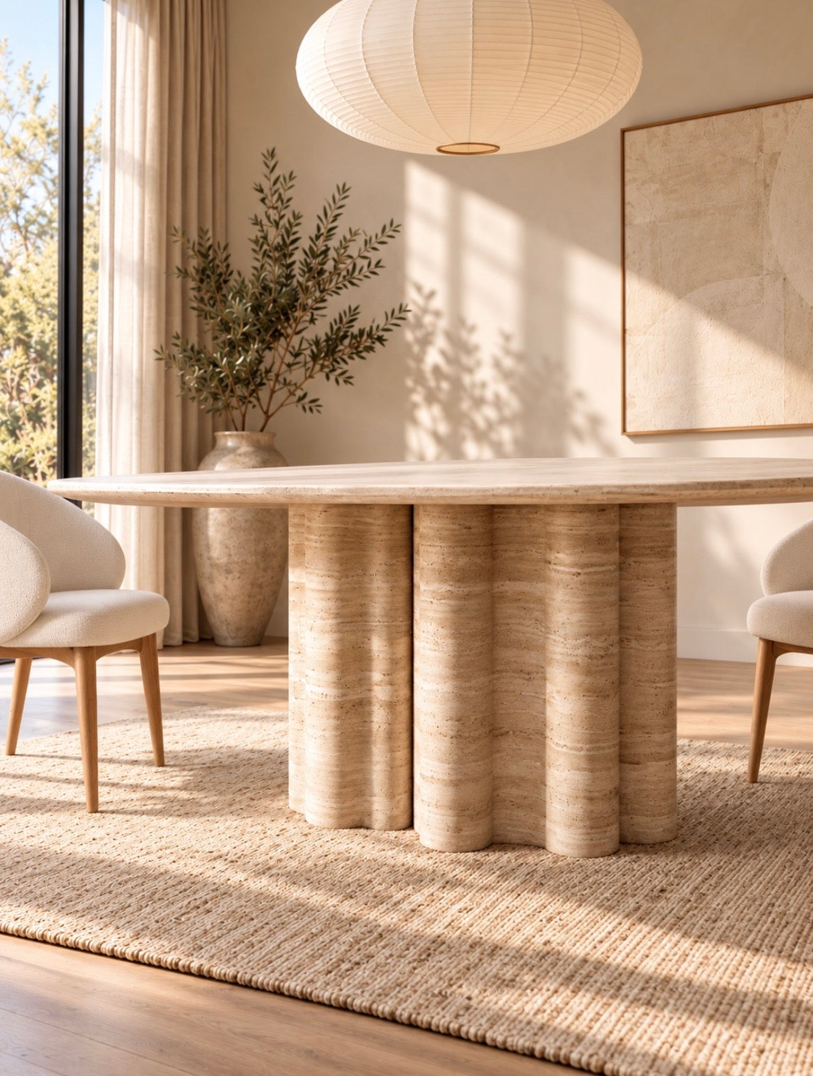 Wave travertine dinning table
