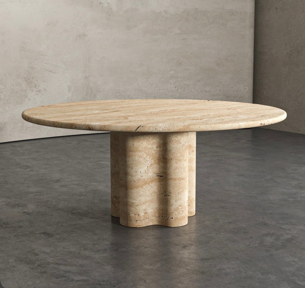 Oval travertine dinning table