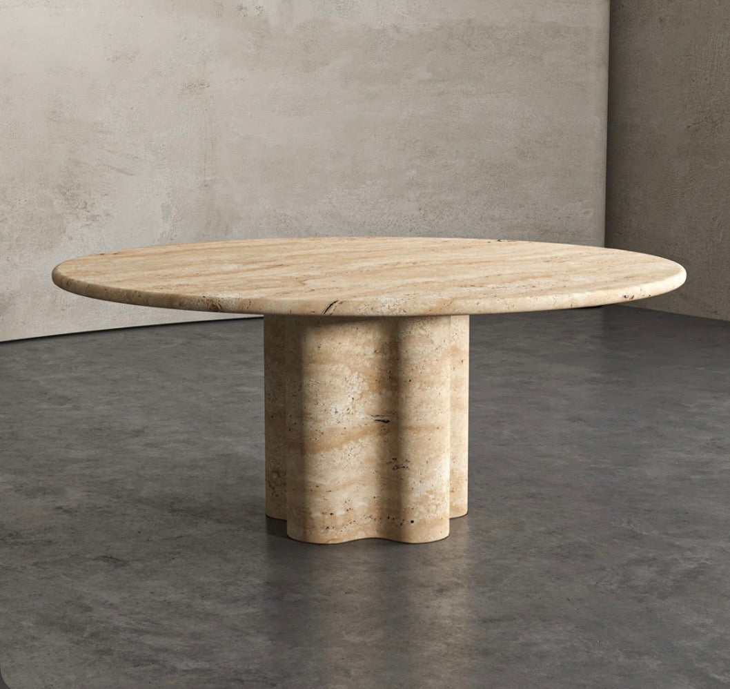 Oval travertine dinning table