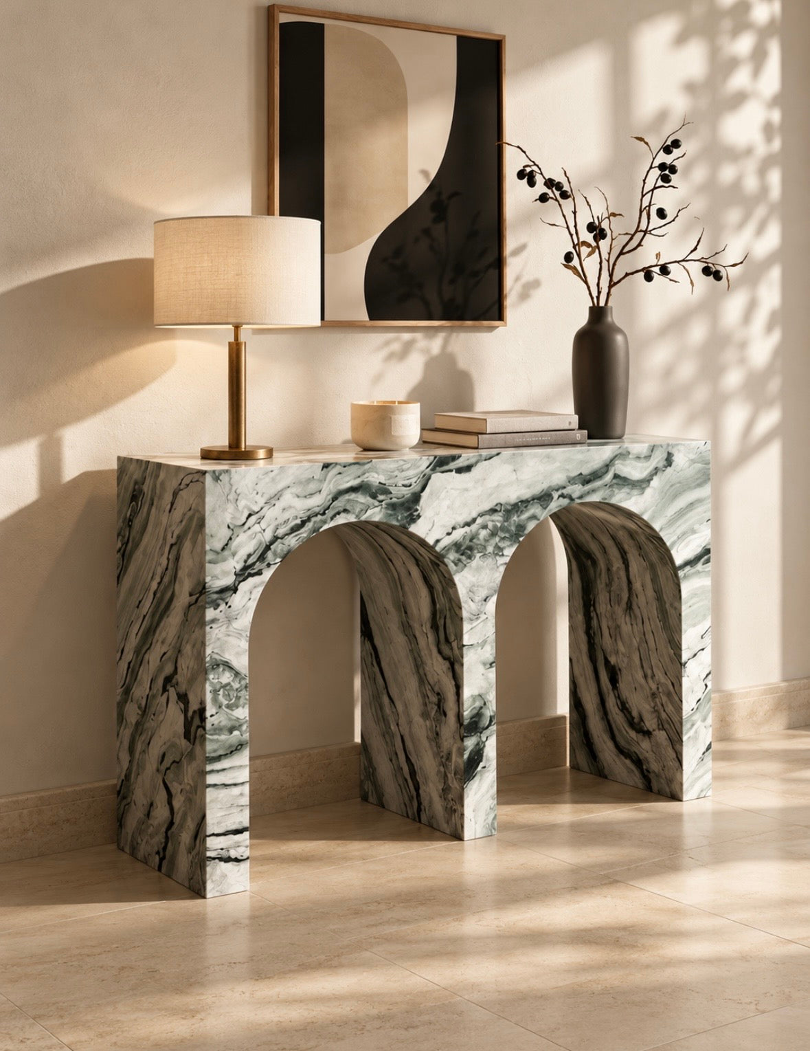 Verde stone arch console