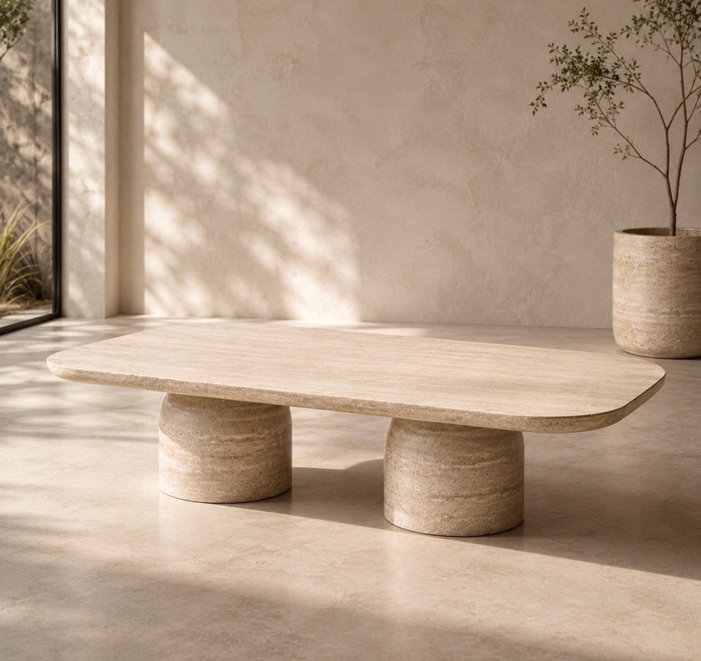 Travertine riba coffee table