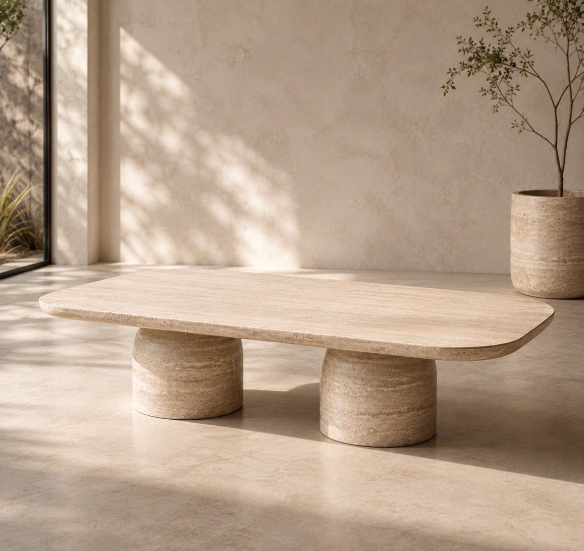 Travertine riba coffee table