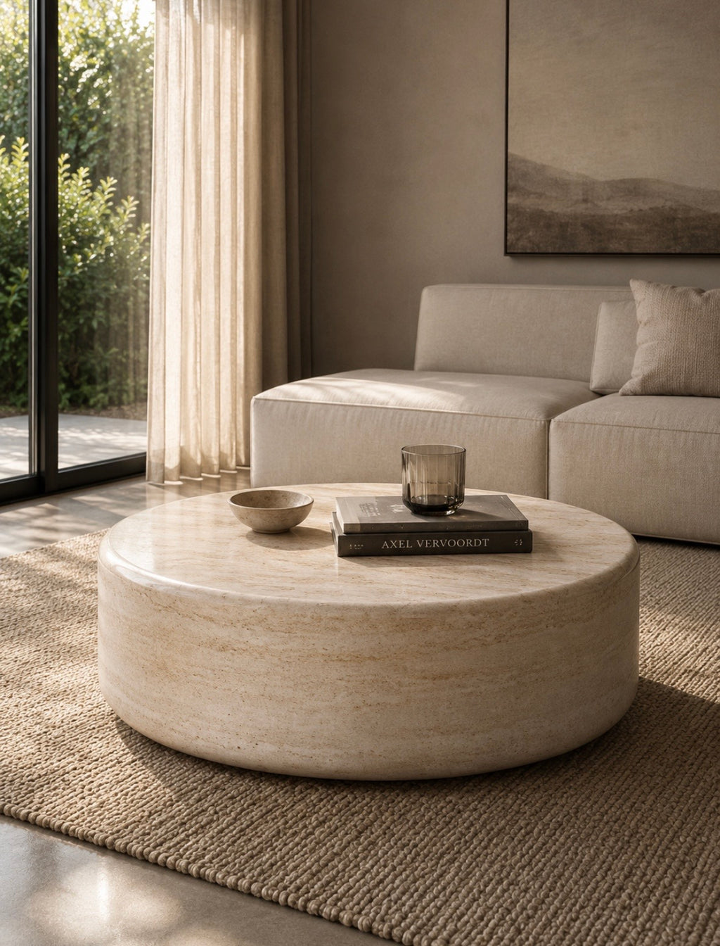 Travertine despete coffee table