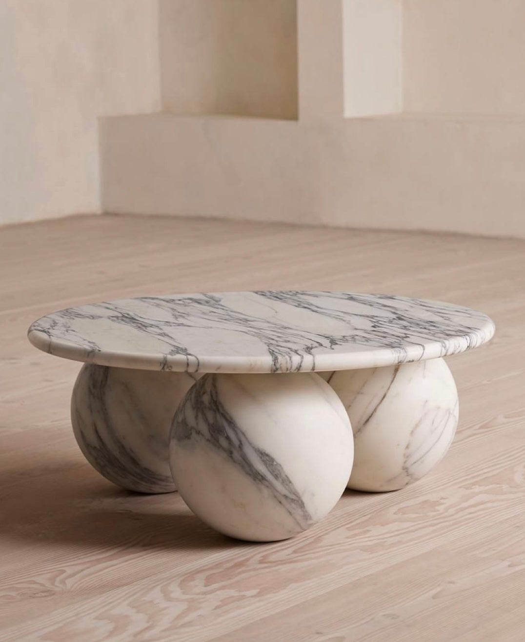Oval cut marble coffee table