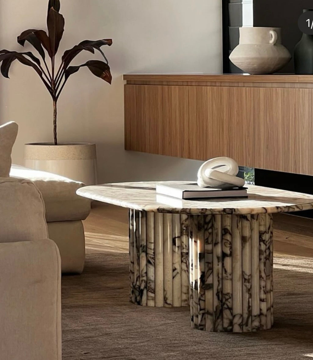 Ocean blu marble coffee table