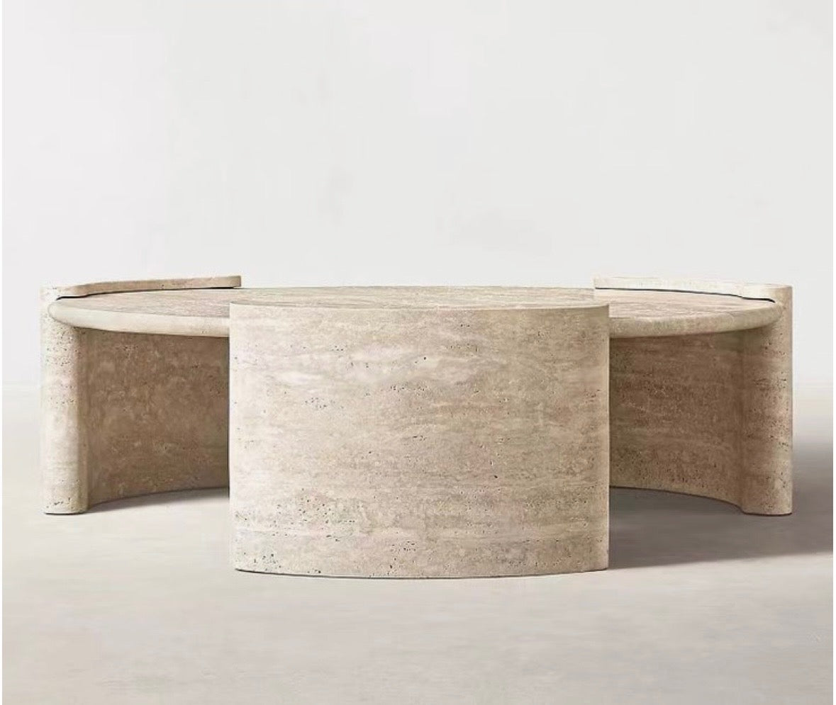 Cutout travertine coffee table