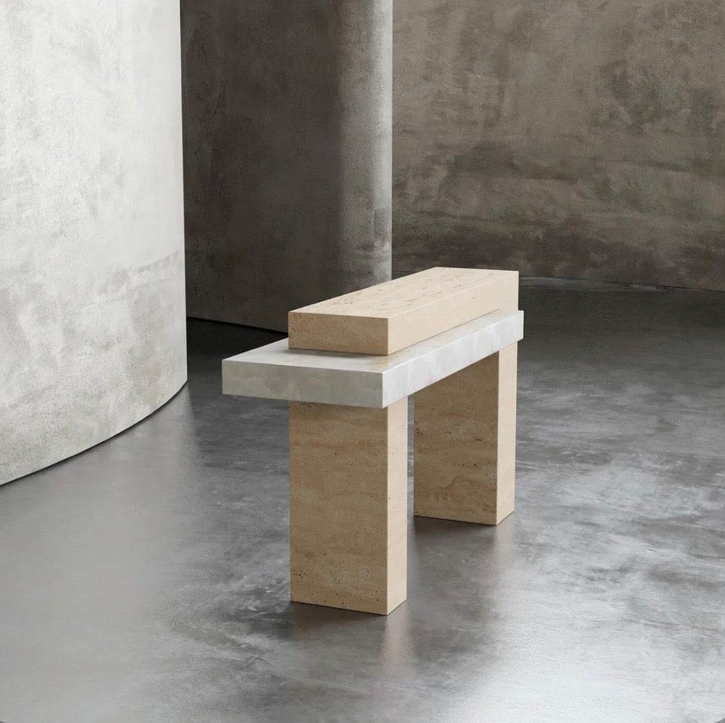 Rasha travertine onyx console table