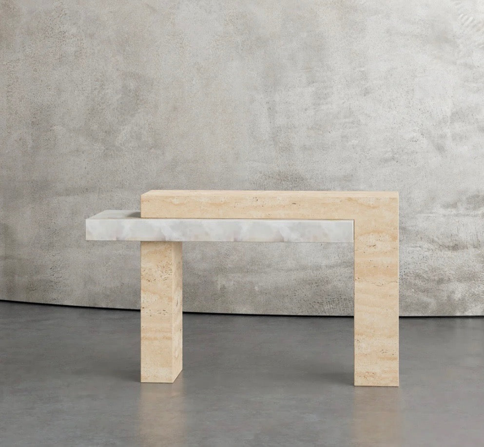 Rasha travertine onyx console table