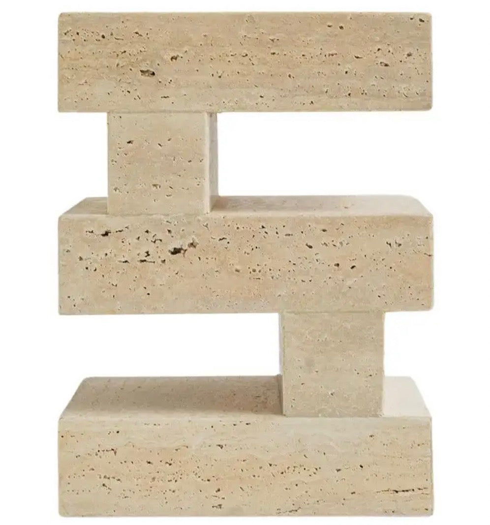 travertine stacked side table
