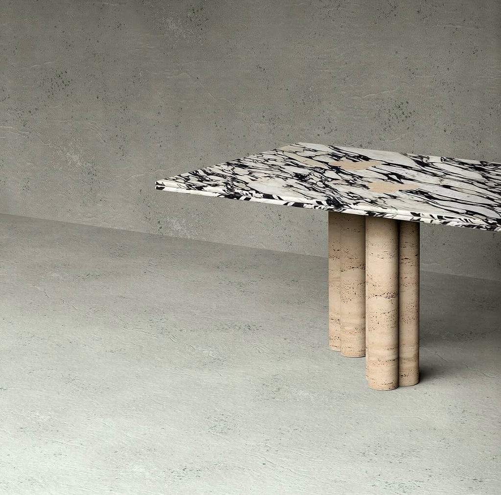 Viola marble with travertine legs Dinning table
