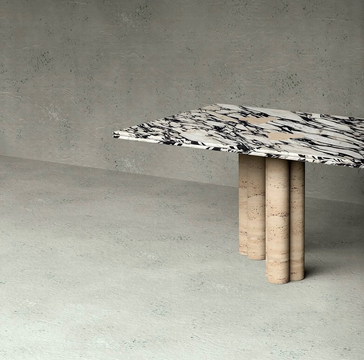 Viola marble with travertine legs Dinning table