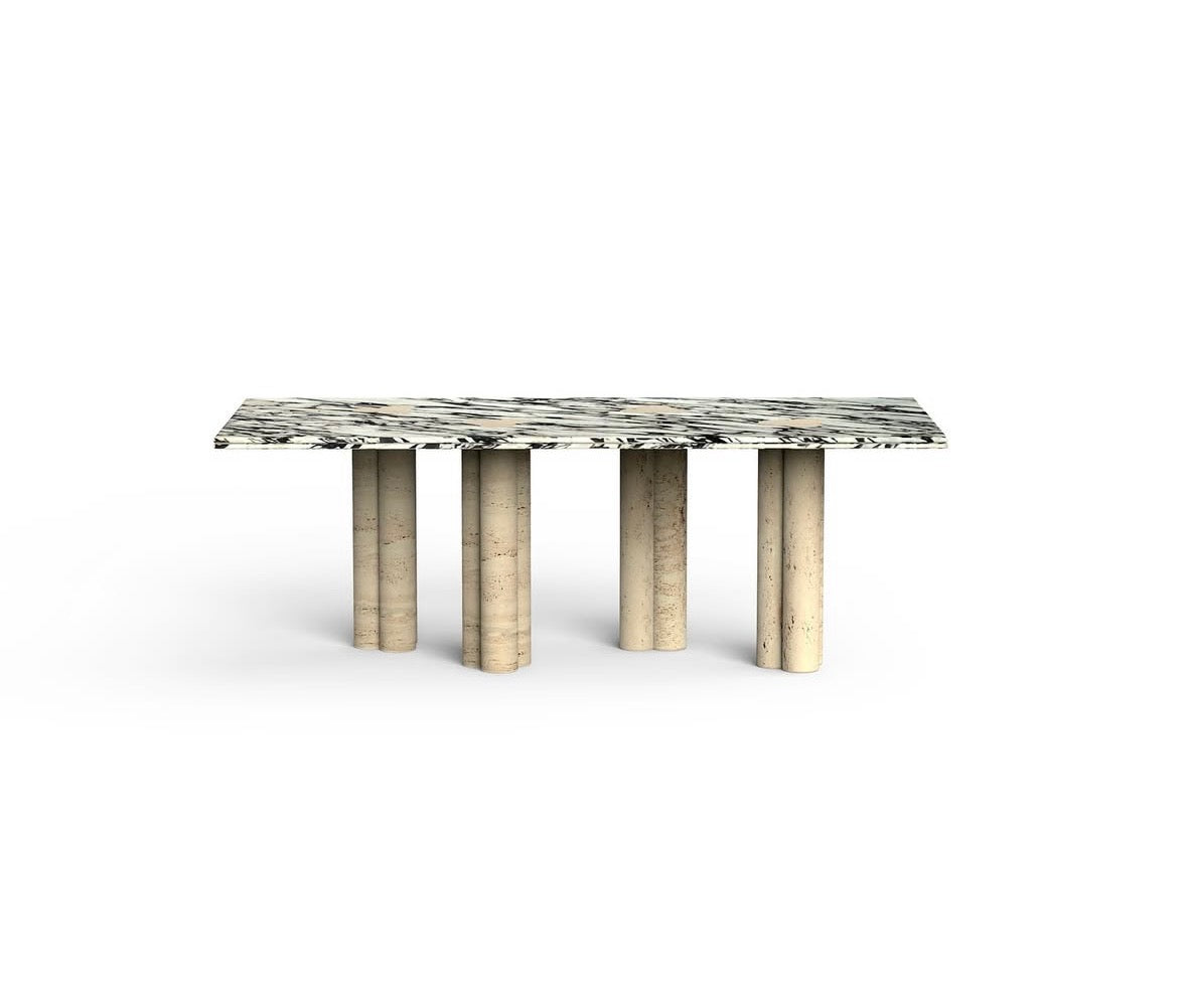 Viola marble with travertine legs Dinning table