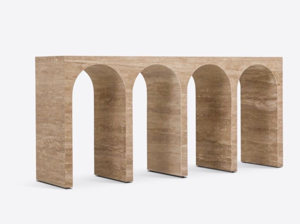 Travertine Arch Console Table