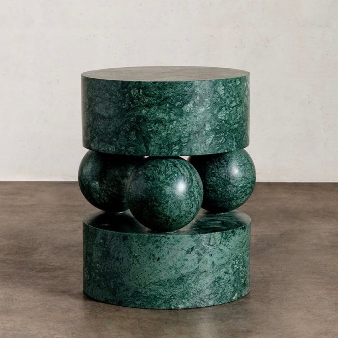Green marble side table