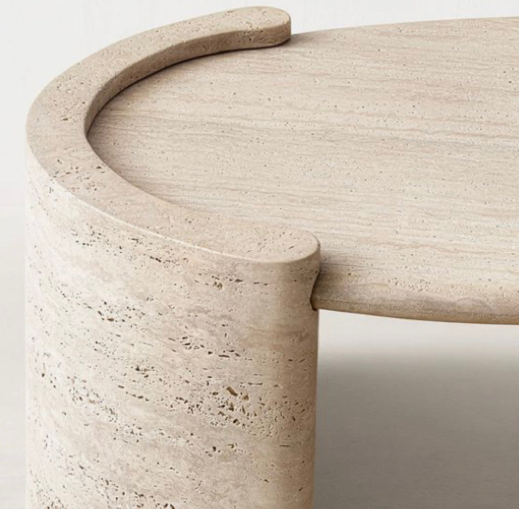 Travertine sphere side table