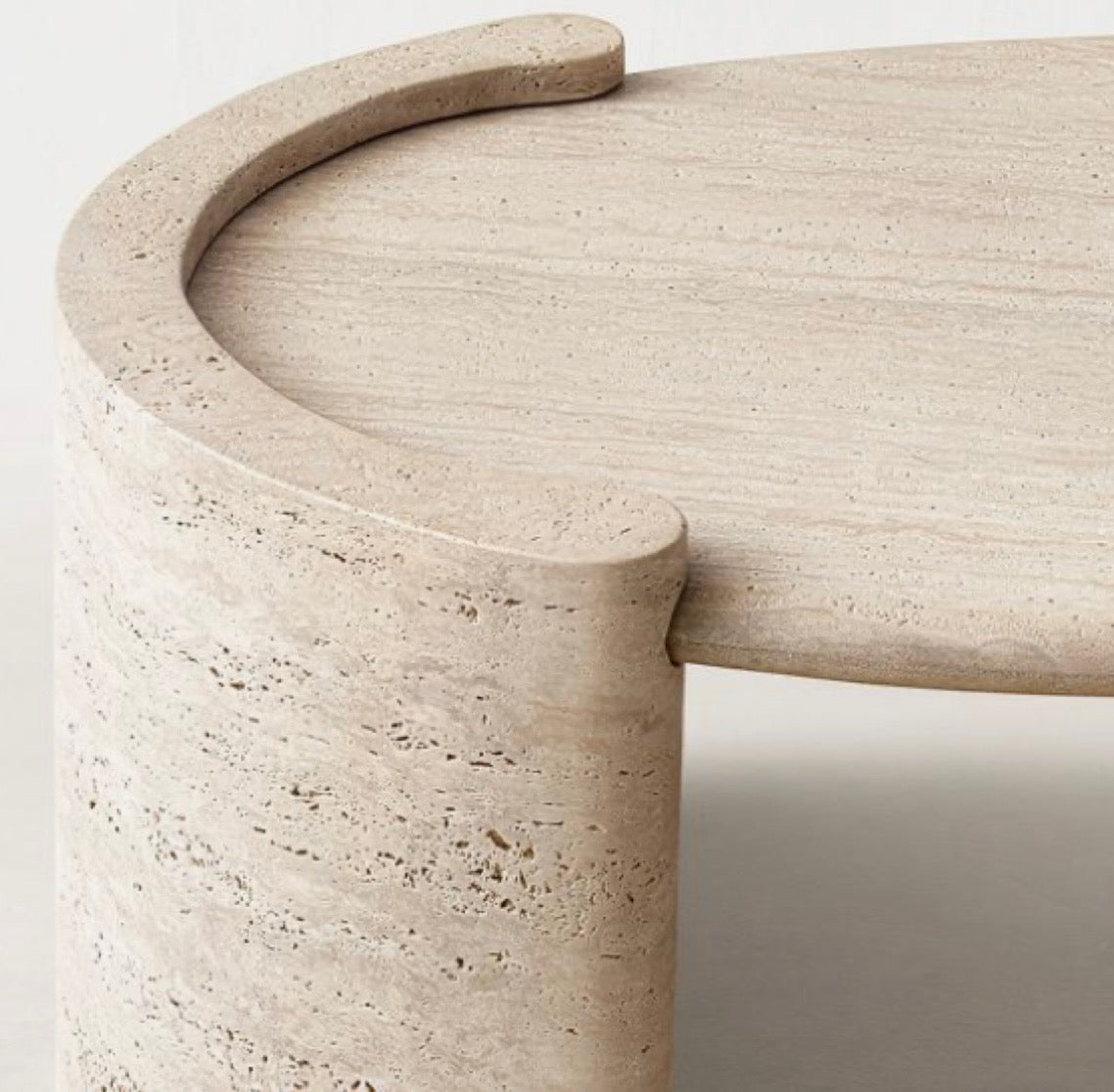 Travertine sphere side table