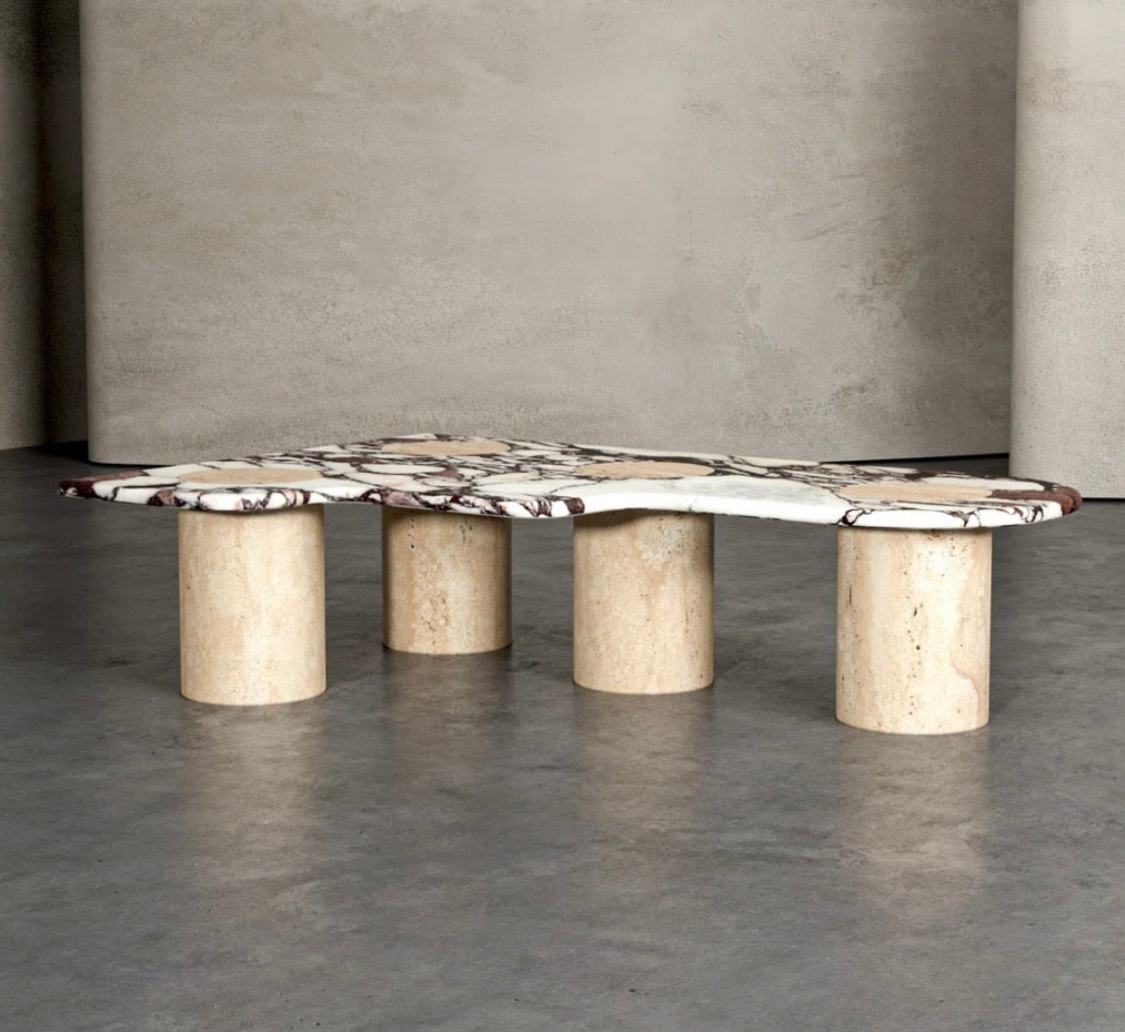 Cylinder marble top coffee table